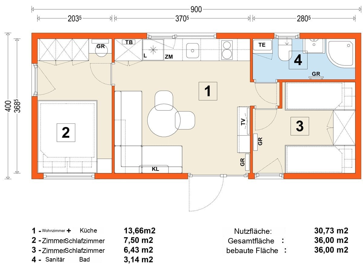 Mobilhaus B – Variante 1