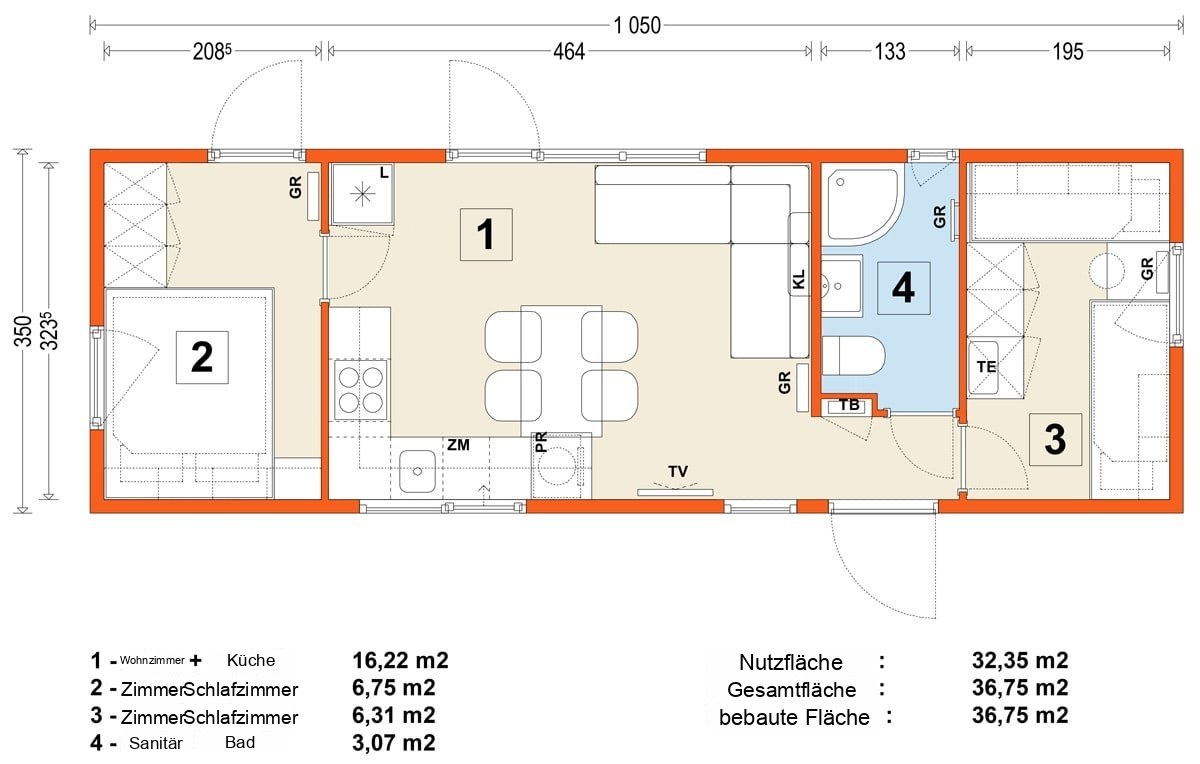 Mobilhaus C – Variante 10 – Grundriss