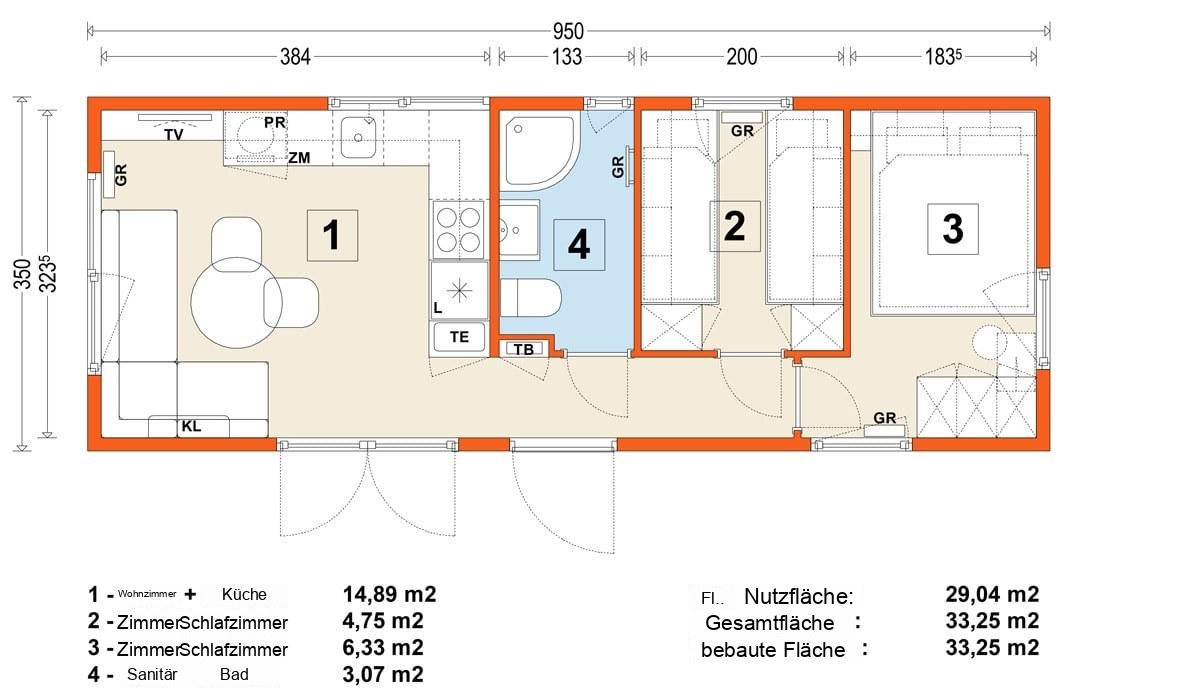 Mobilhaus C – Variante 3 – Grundriss
