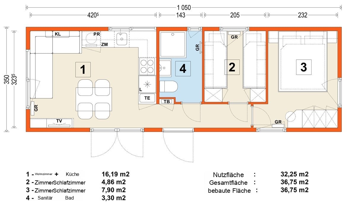 Mobilhaus C – Variante 5 – Grundriss