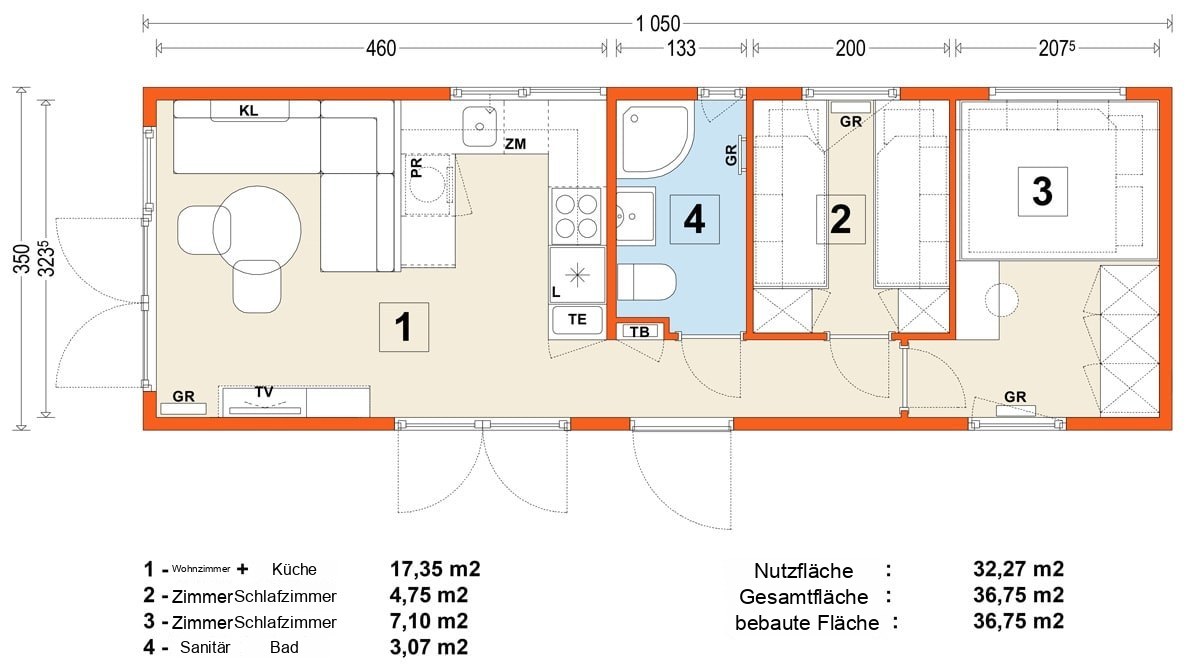 Mobilhaus C – Variante 6 – Grundriss