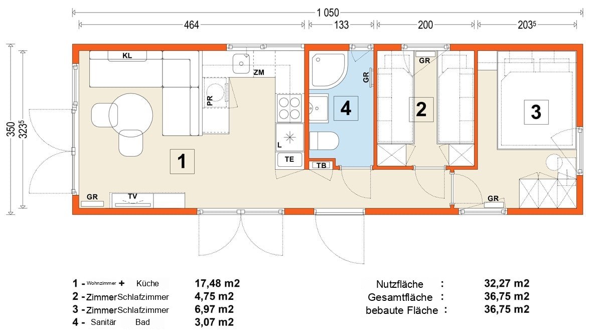 Mobilhaus C – Variante 7 – Grundriss