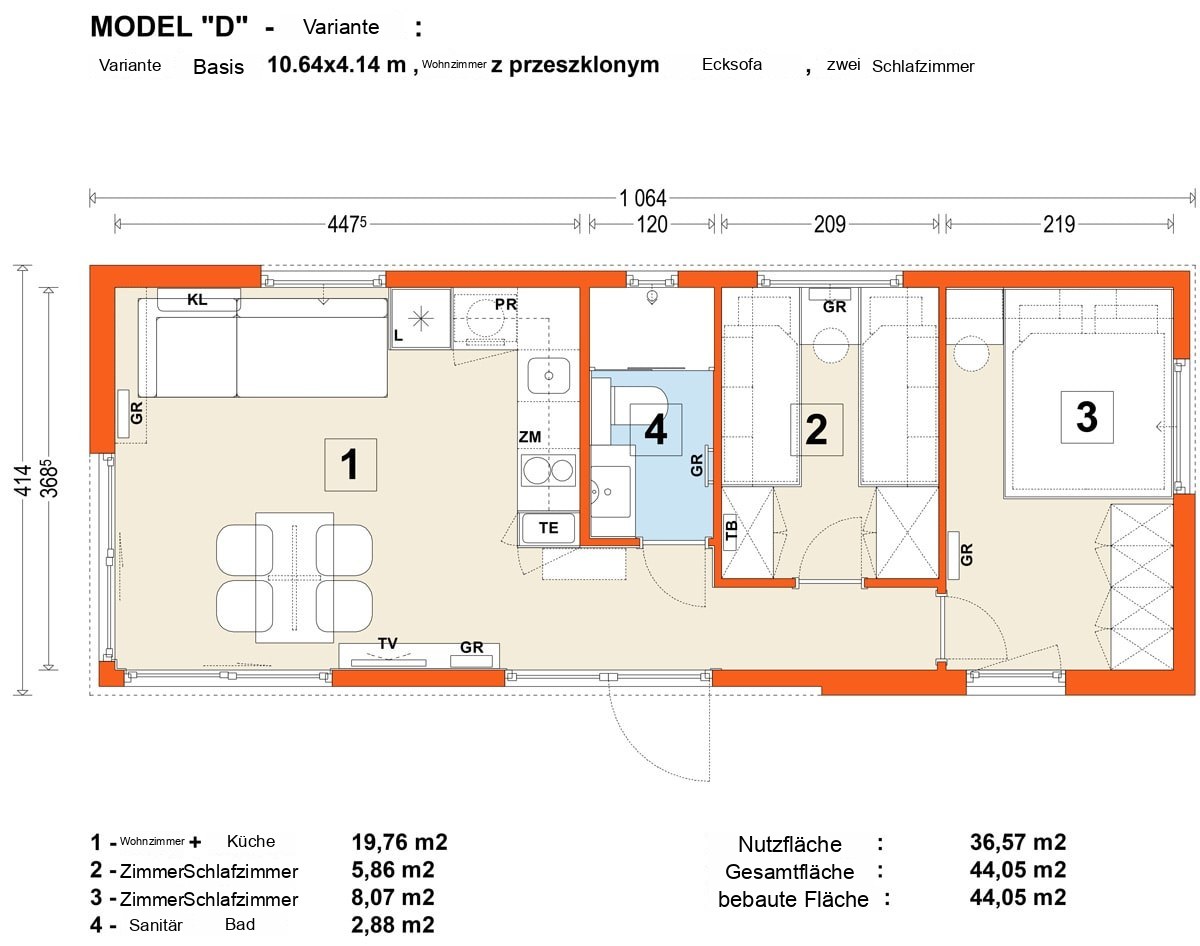 Mobilhaus D – Grundriss 2