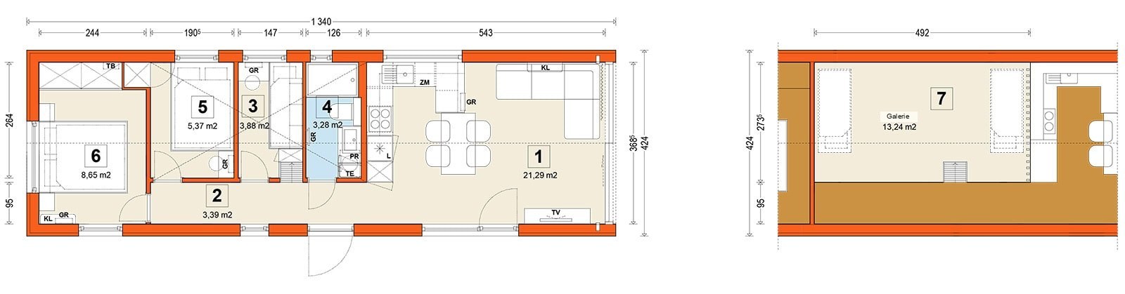 Mobilhaus F2 – Variante (Zwischenebene)