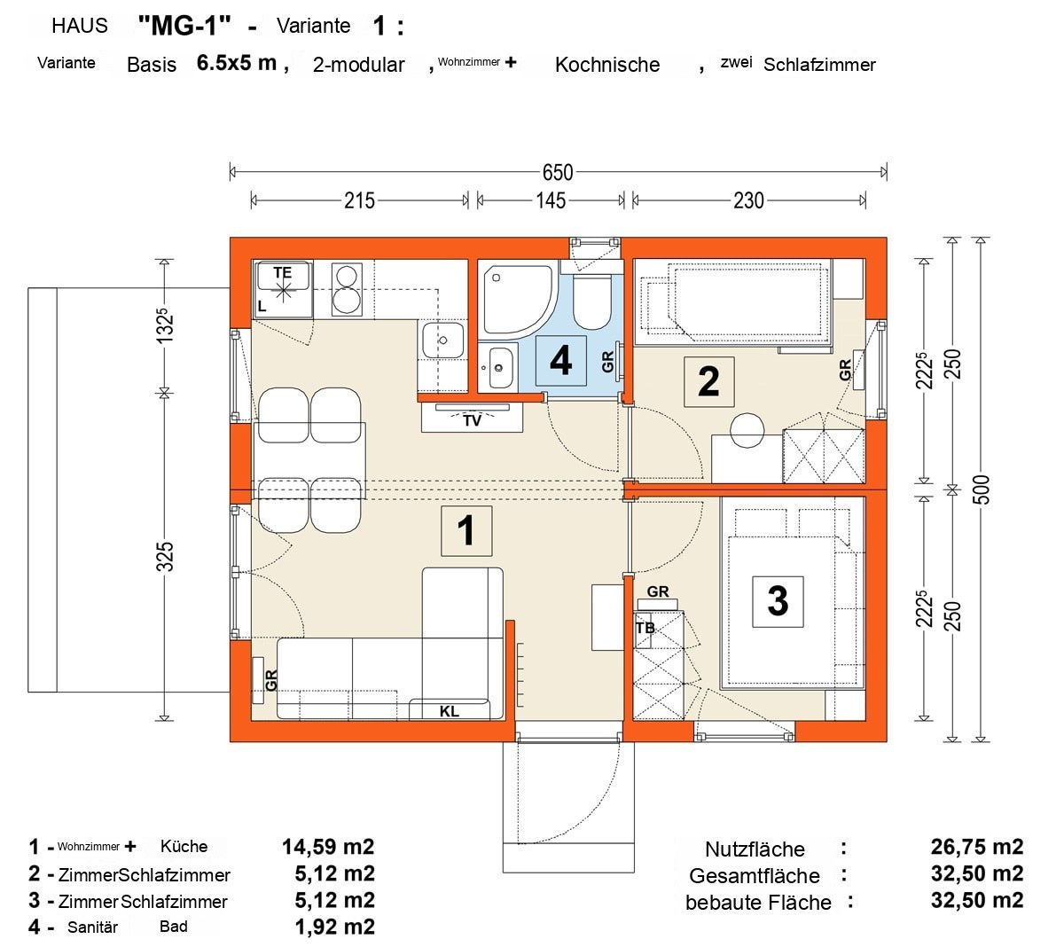 Modulhaus MG1 – Grundriss 2