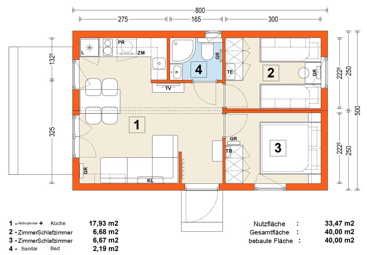 Modulhaus MG1 – Variante 2 – Grundriss