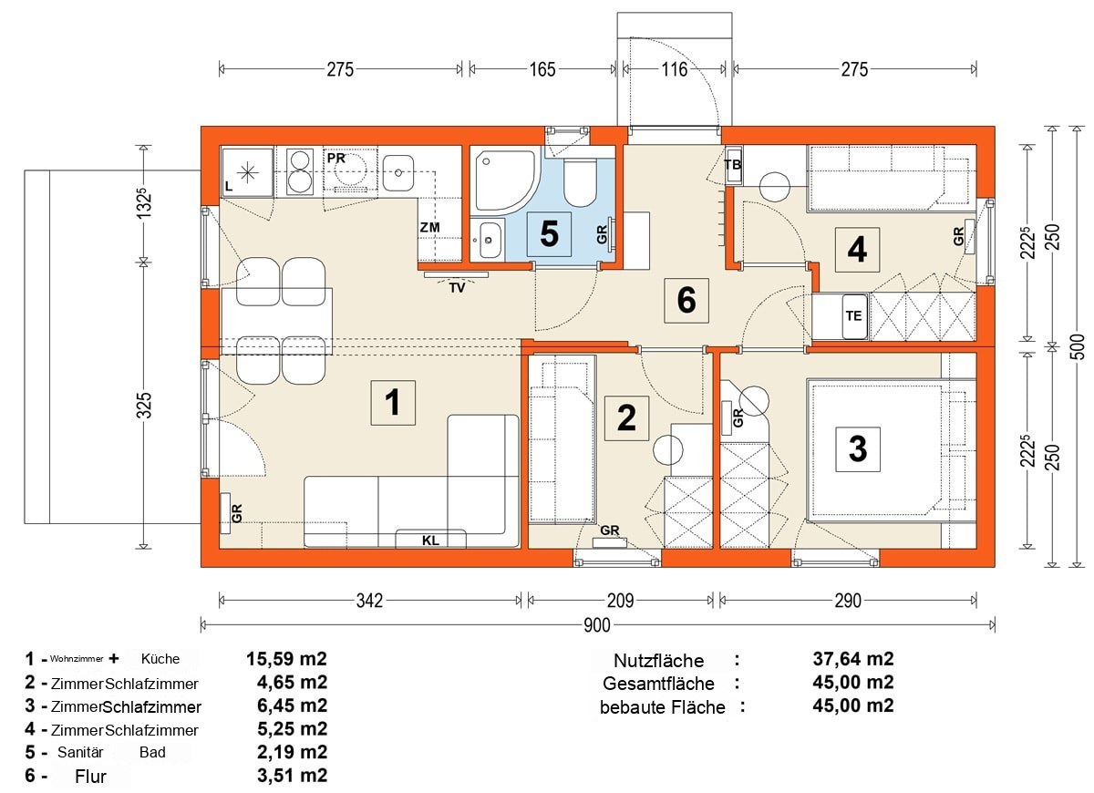 Modulhaus MG1 – Variante 3 – Grundriss
