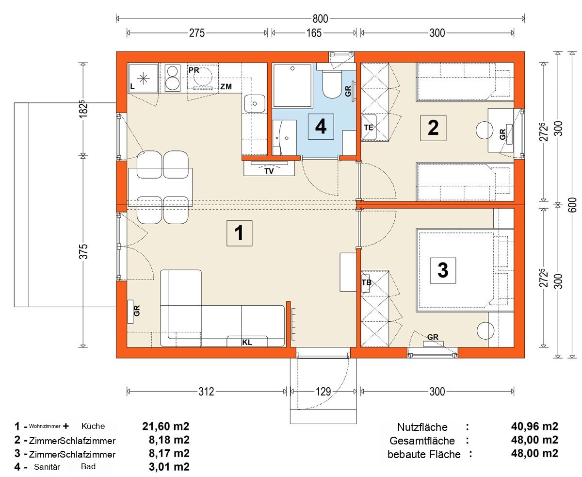 Modulhaus MG1 – Variante 6 – Grundriss