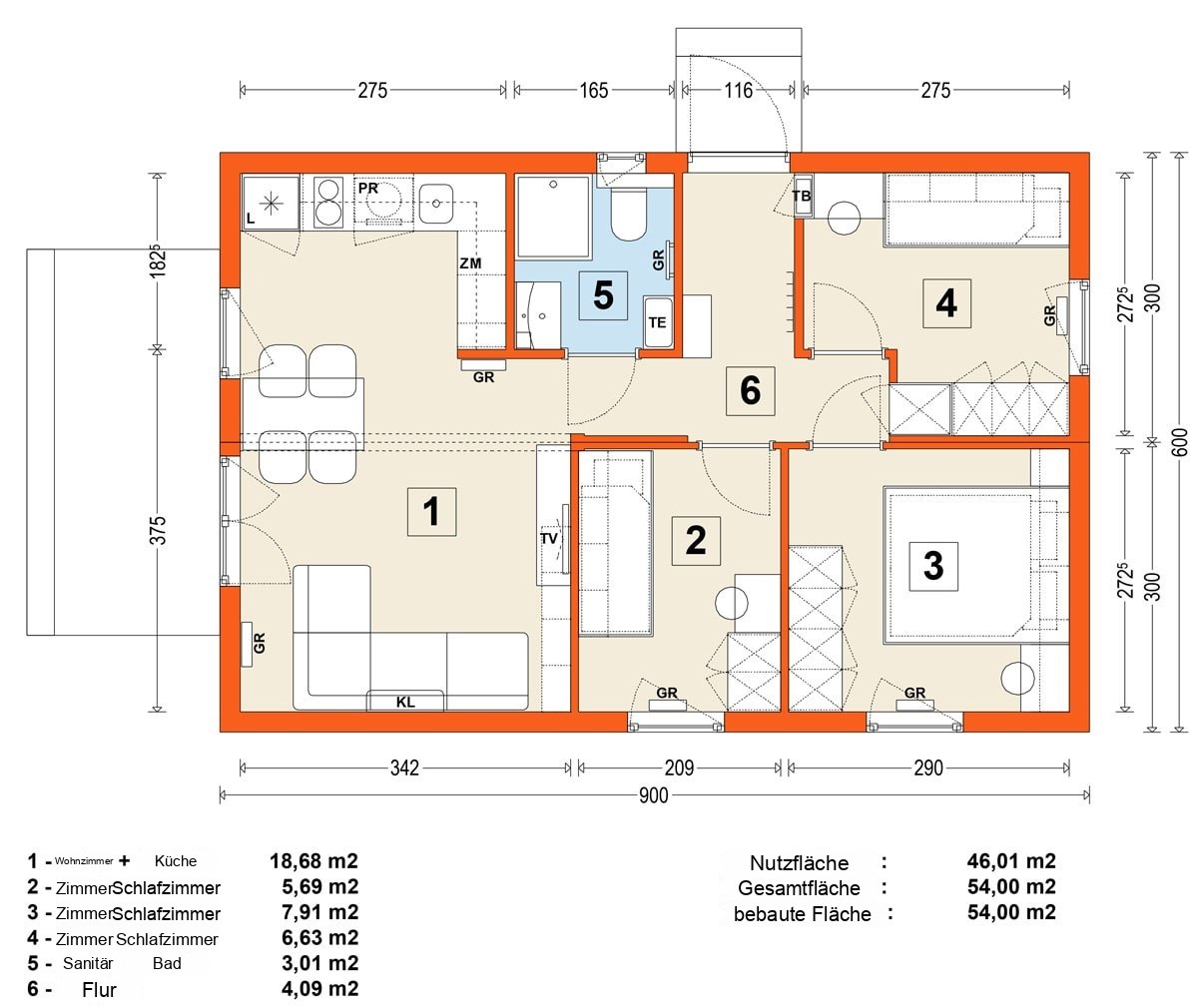 Modulhaus MG1 – Variante 7 – Grundriss