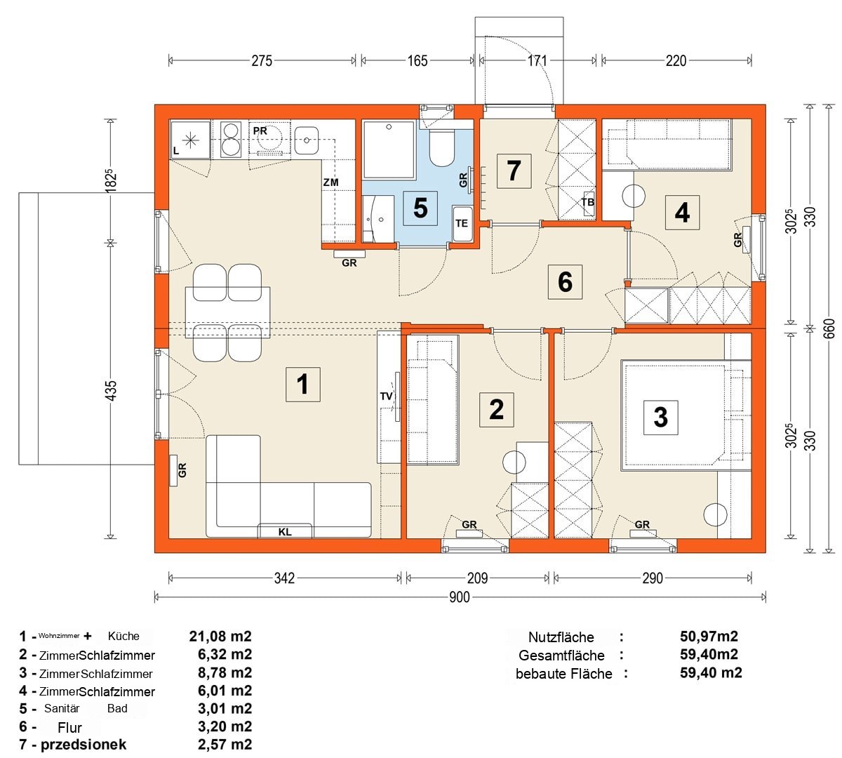 Modulhaus MG1 – Variante 9 – Grundriss