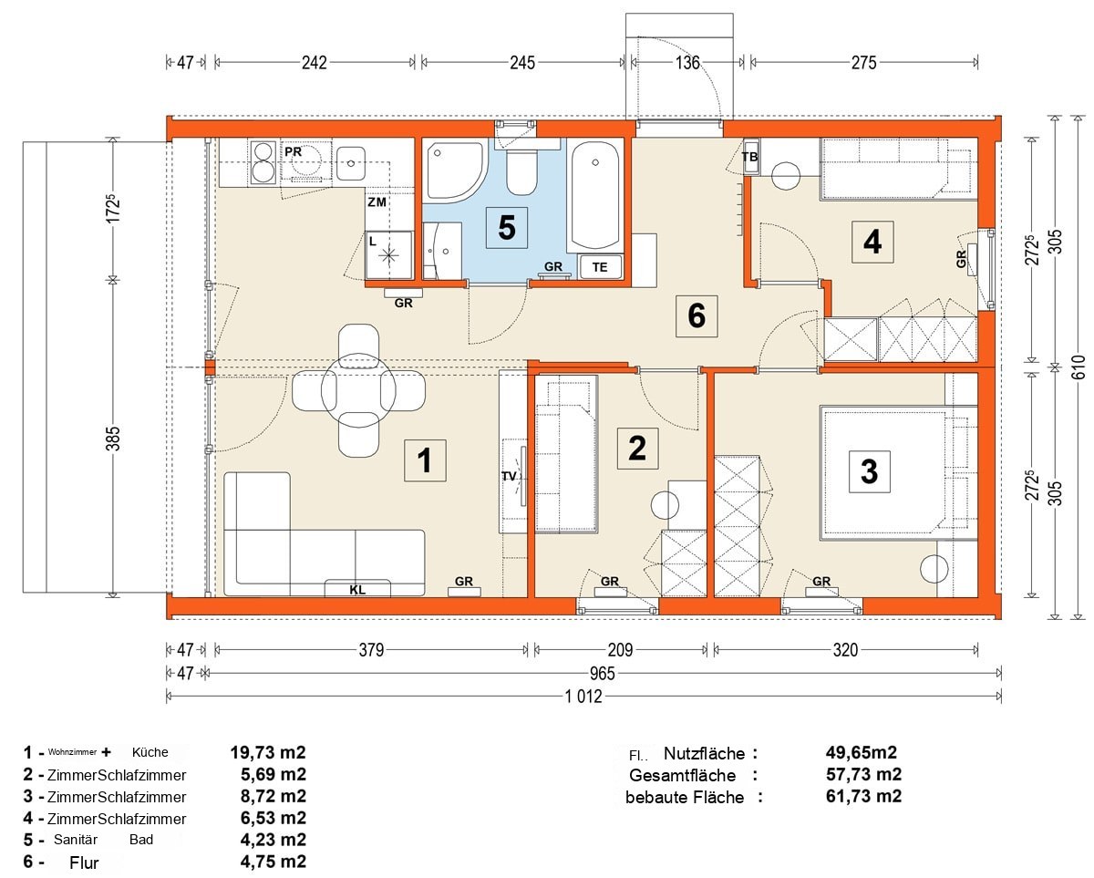 Modulhaus MG2 – Variante 10 – Grundriss