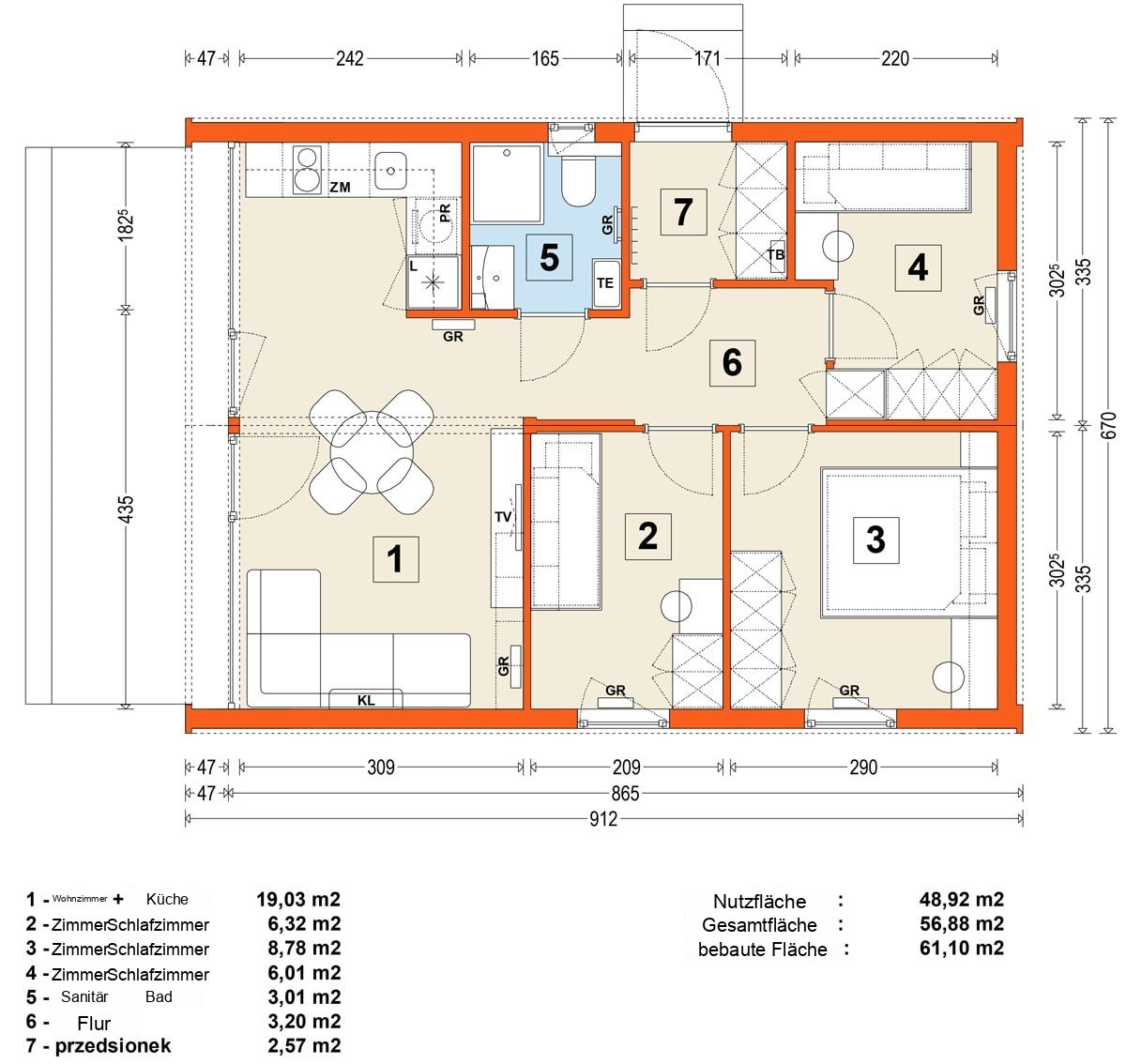 Modulhaus MG2 – Variante 12 – Grundriss