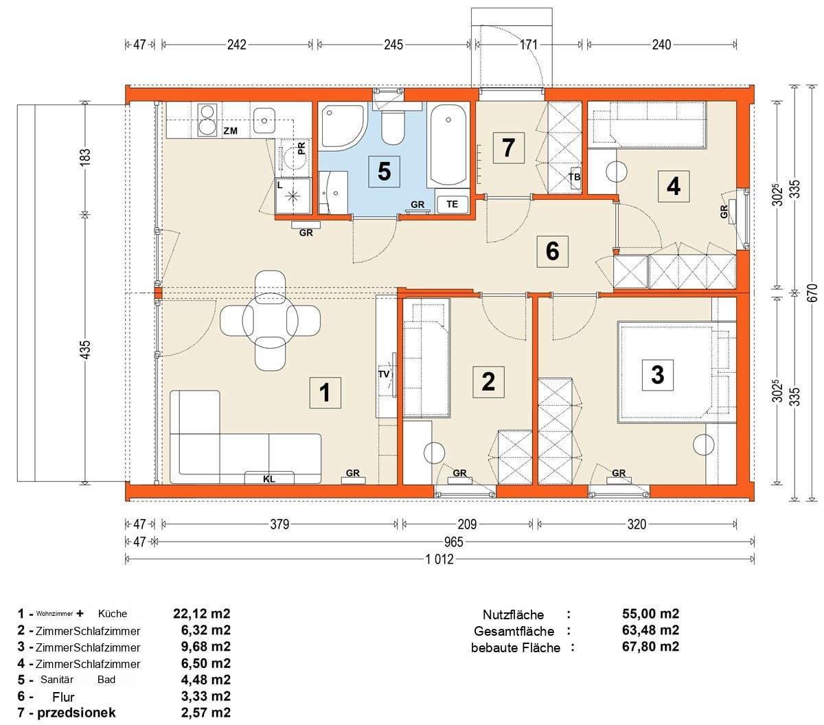 Modulhaus MG2 – Variante 13 – Grundriss
