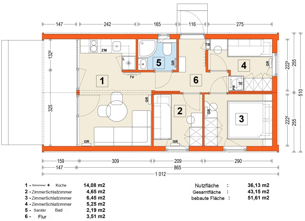 Modulhaus MG2 – Variante 4 – Grundriss