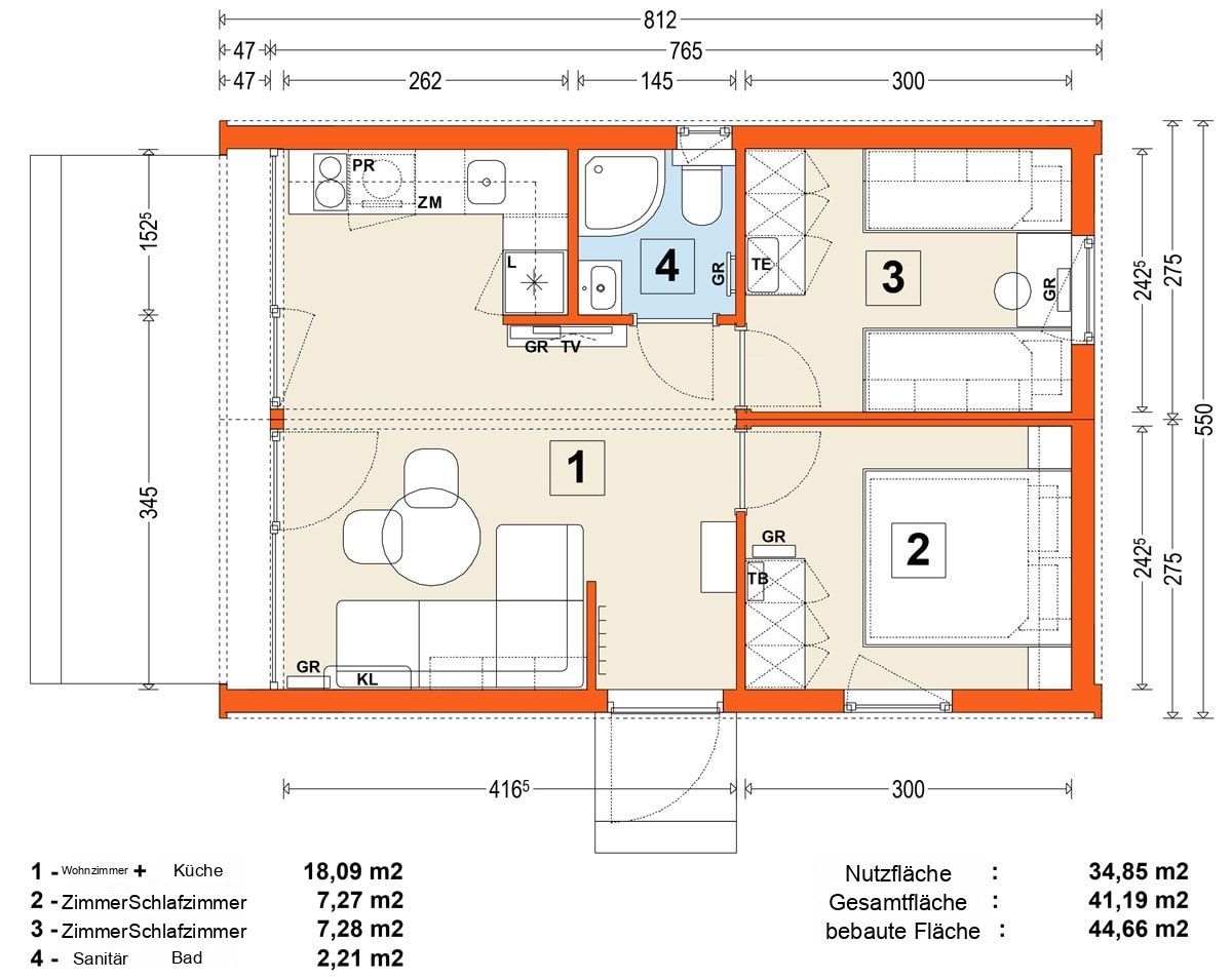 Modulhaus MG2 – Variante 5 – Grundriss