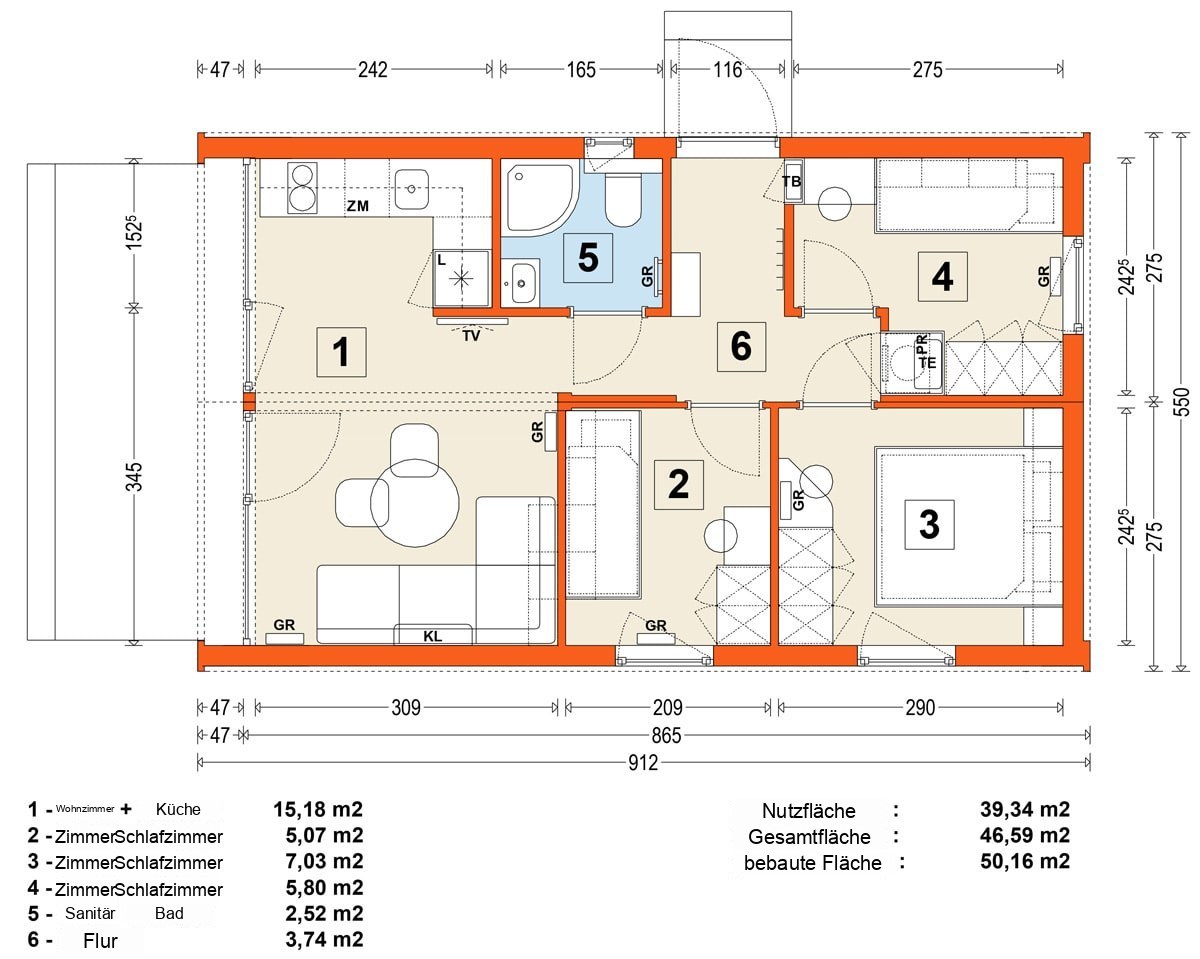Modulhaus MG2 – Variante 6 – Grundriss