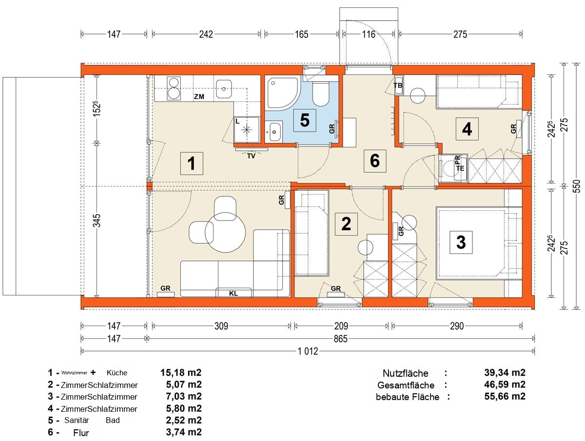 Modulhaus MG2 – Variante 7 – Grundriss