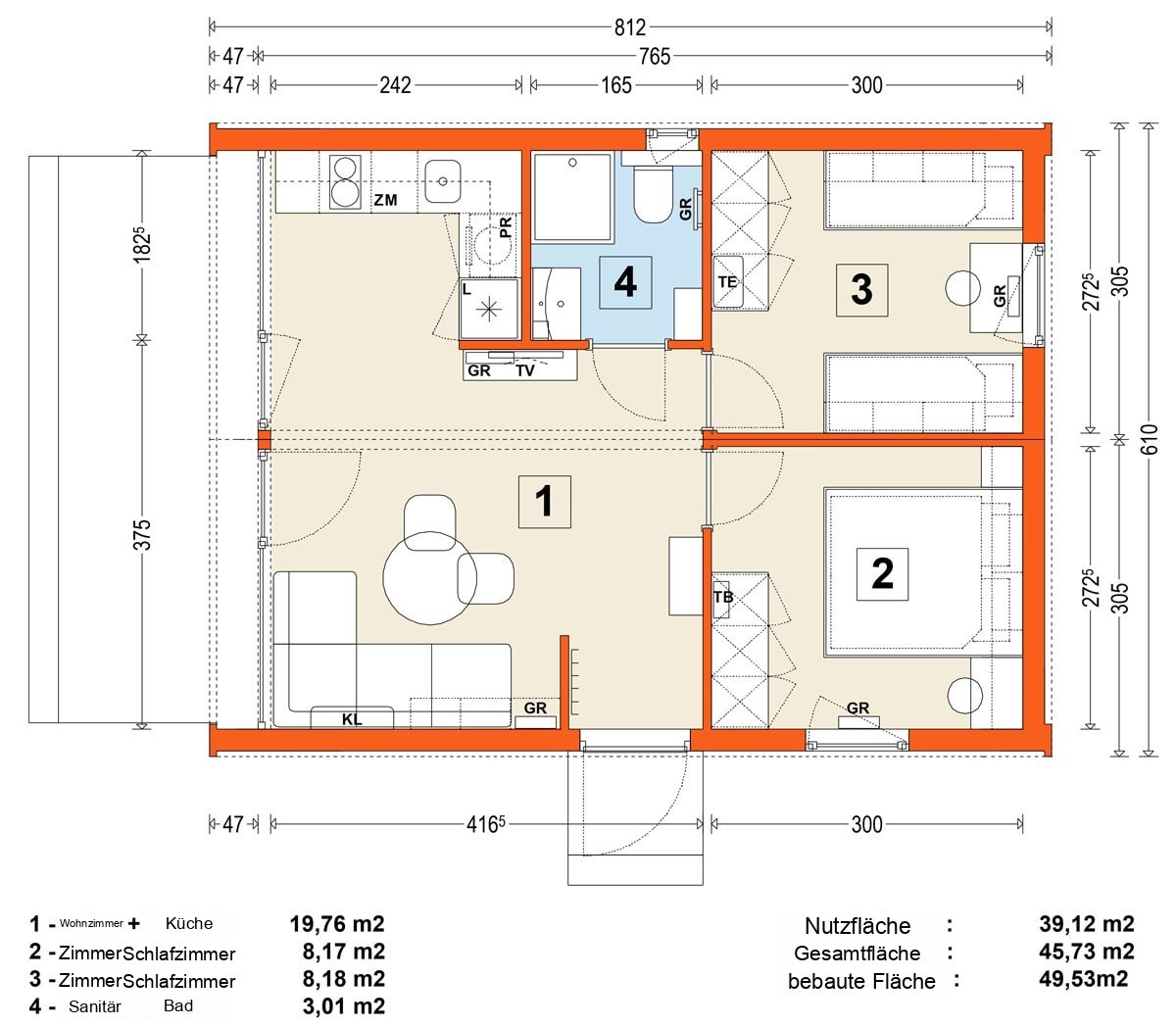 Modulhaus MG2 – Variante 8 – Grundriss