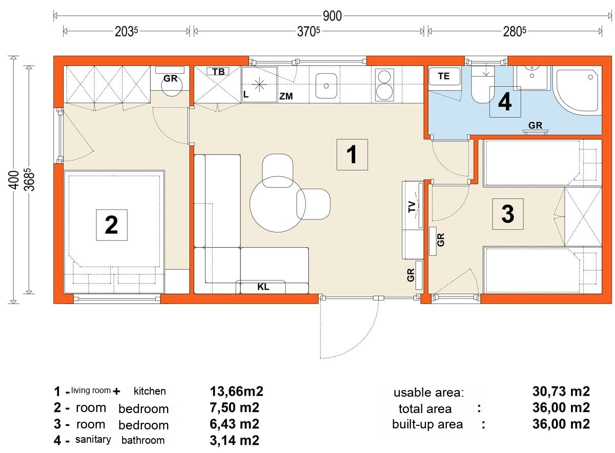 Mobile home B – variant 1