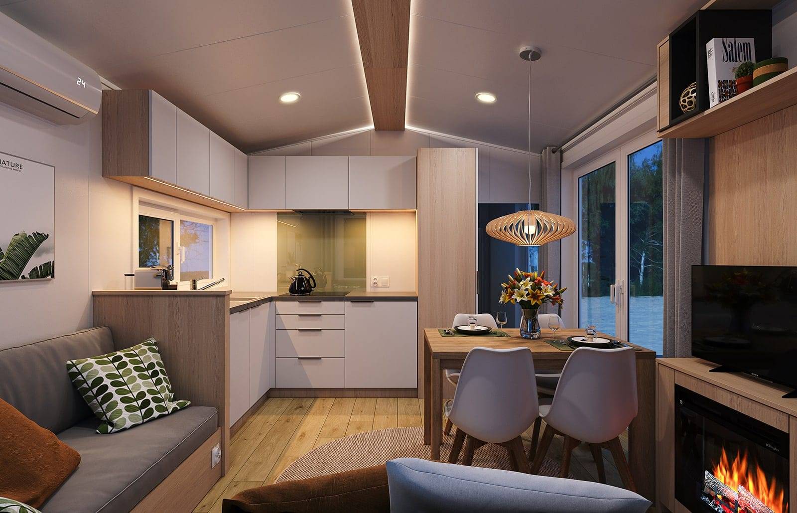 Mobile home C – night view