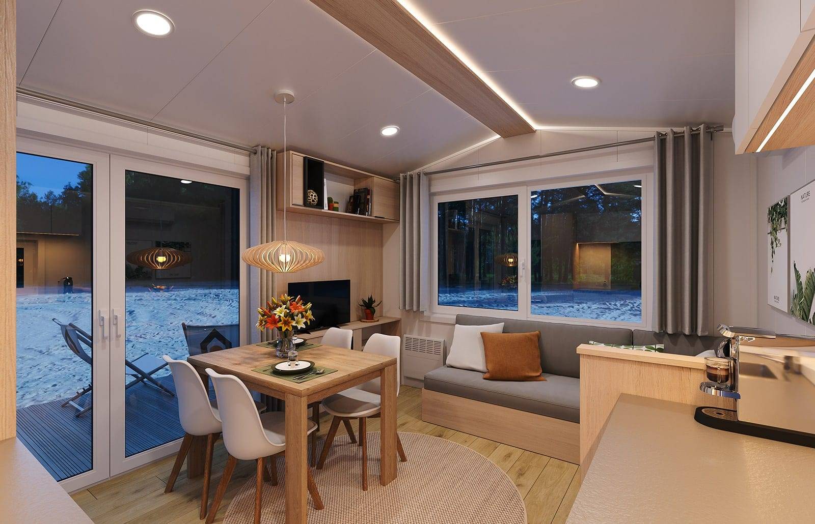 Mobile home C – night view
