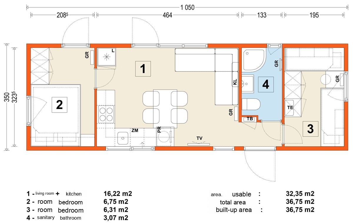 Mobile home C – variant 10 – floor plan