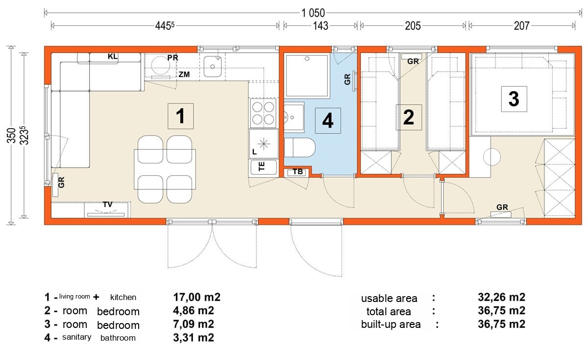 Mobile home C – variant 4 – floor plan