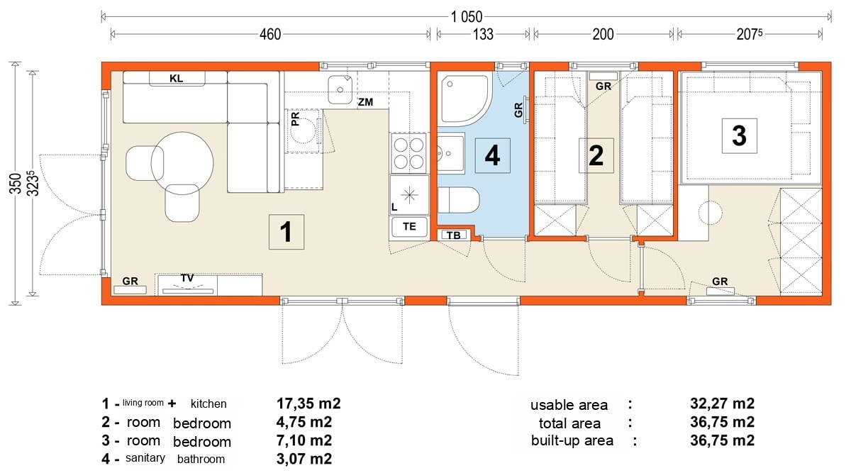 Mobile home C – variant 6 – floor plan