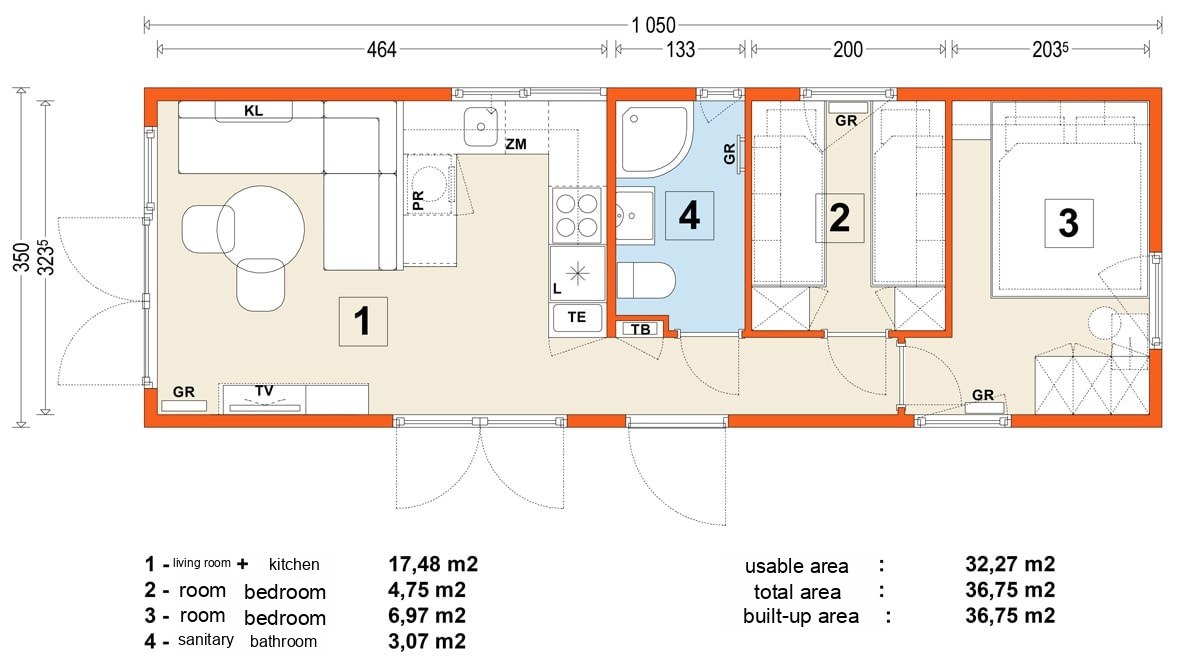 Mobile home C – variant 7 – floor plan