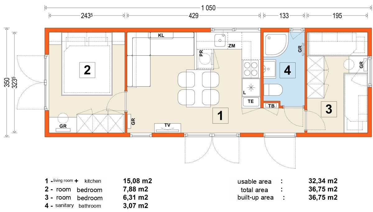 Mobile home C – variant 8 – floor plan