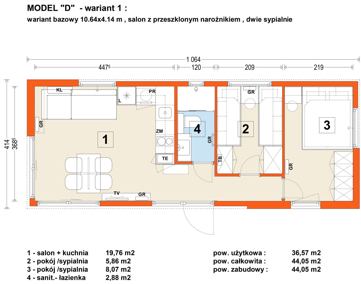 Mobile home D — Floor plans