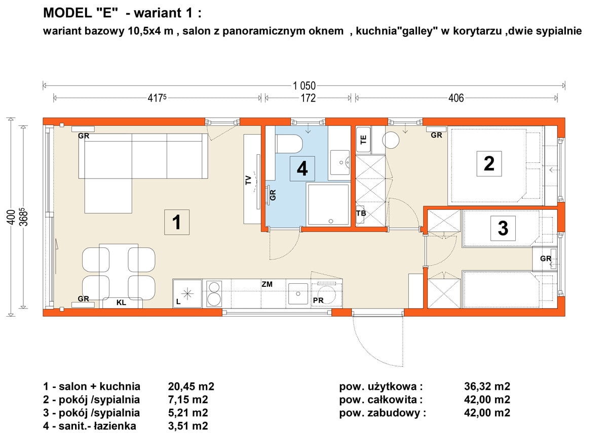 Mobilhaus E — Grundrisse