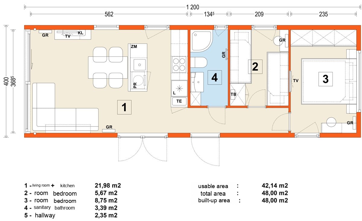 Mobile home E – variant 7 – floor plan