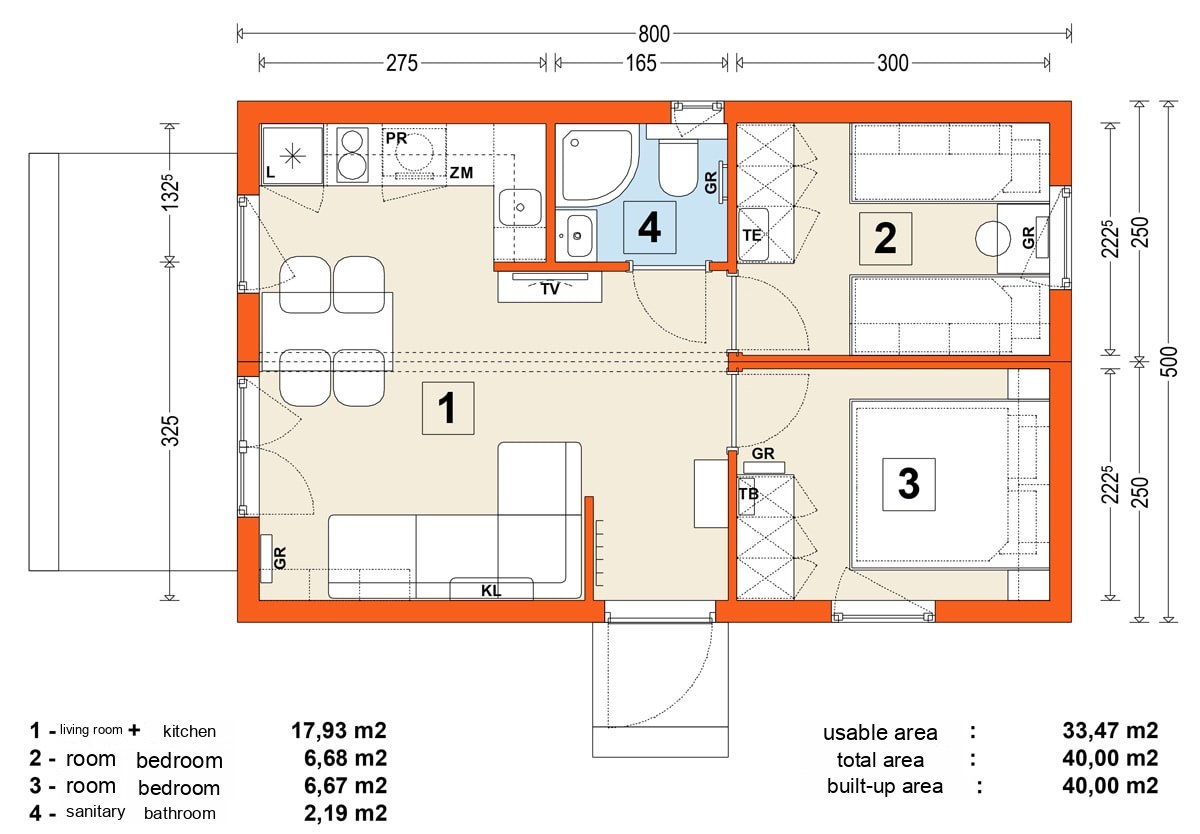 Modular home MG1 – variant 2 – floor plan