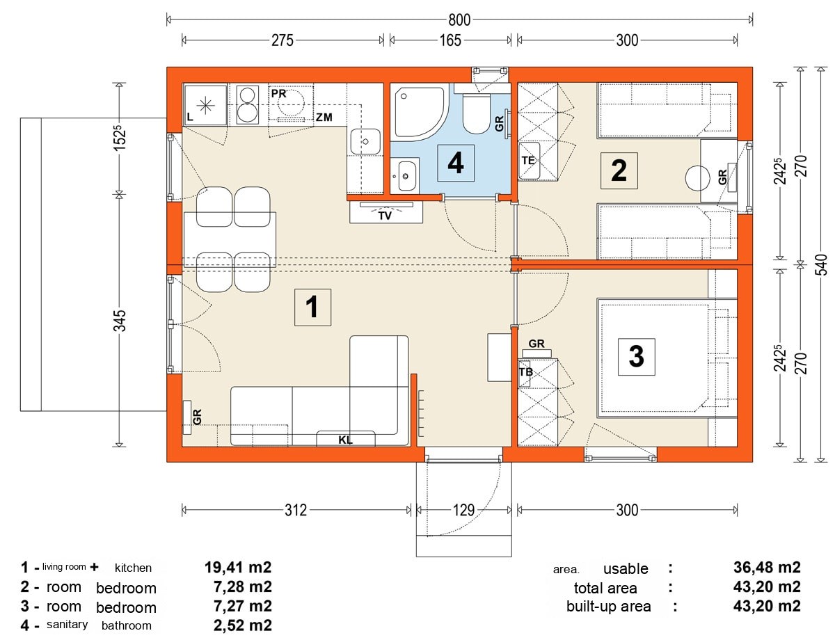 Modular home MG1 – variant 4 – floor plan