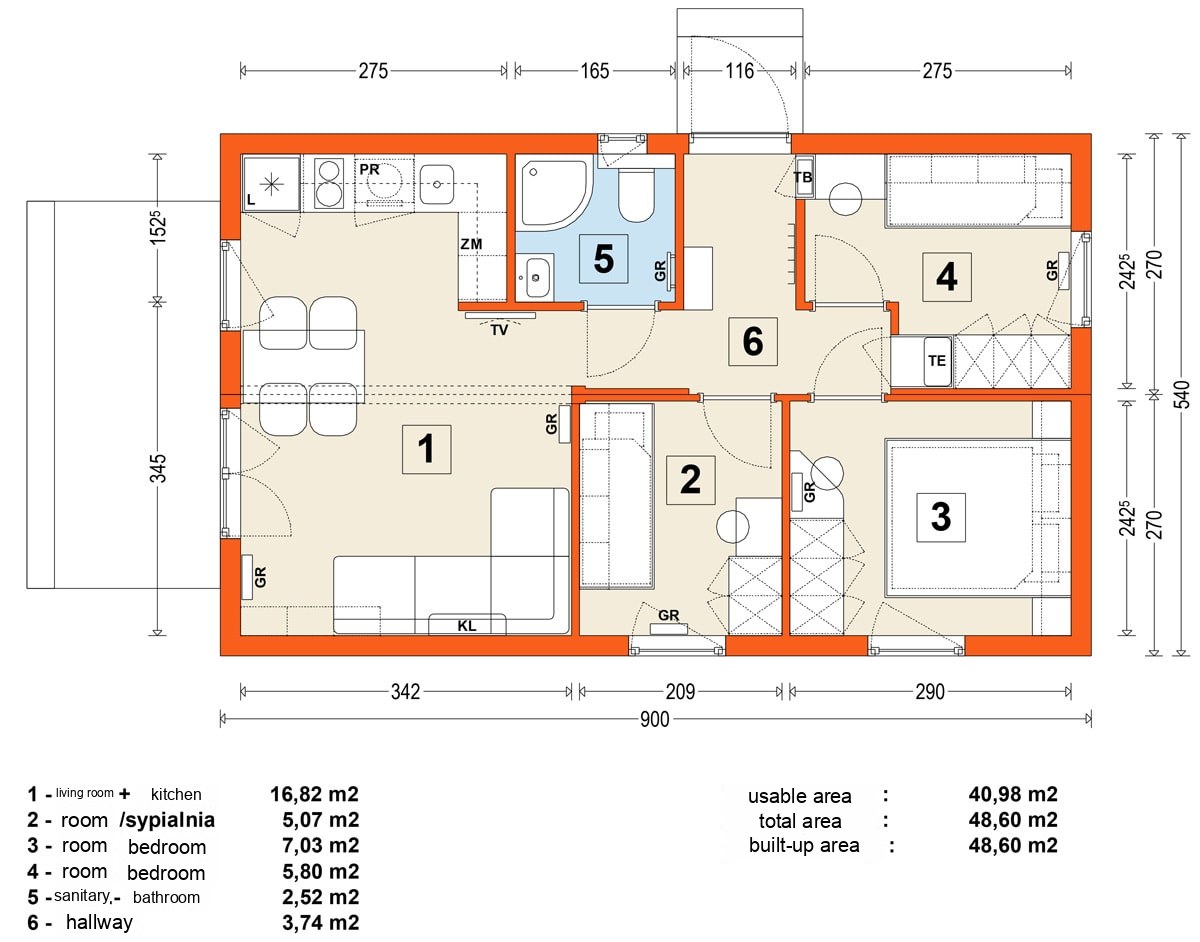 Modular home MG1 – variant 5 – floor plan