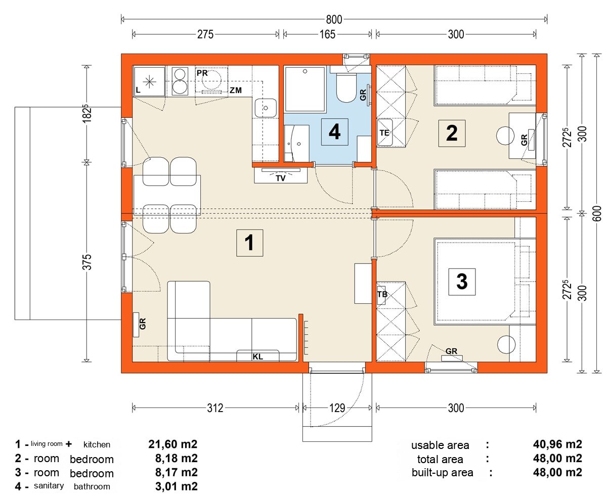 Modular home MG1 – variant 6 – floor plan