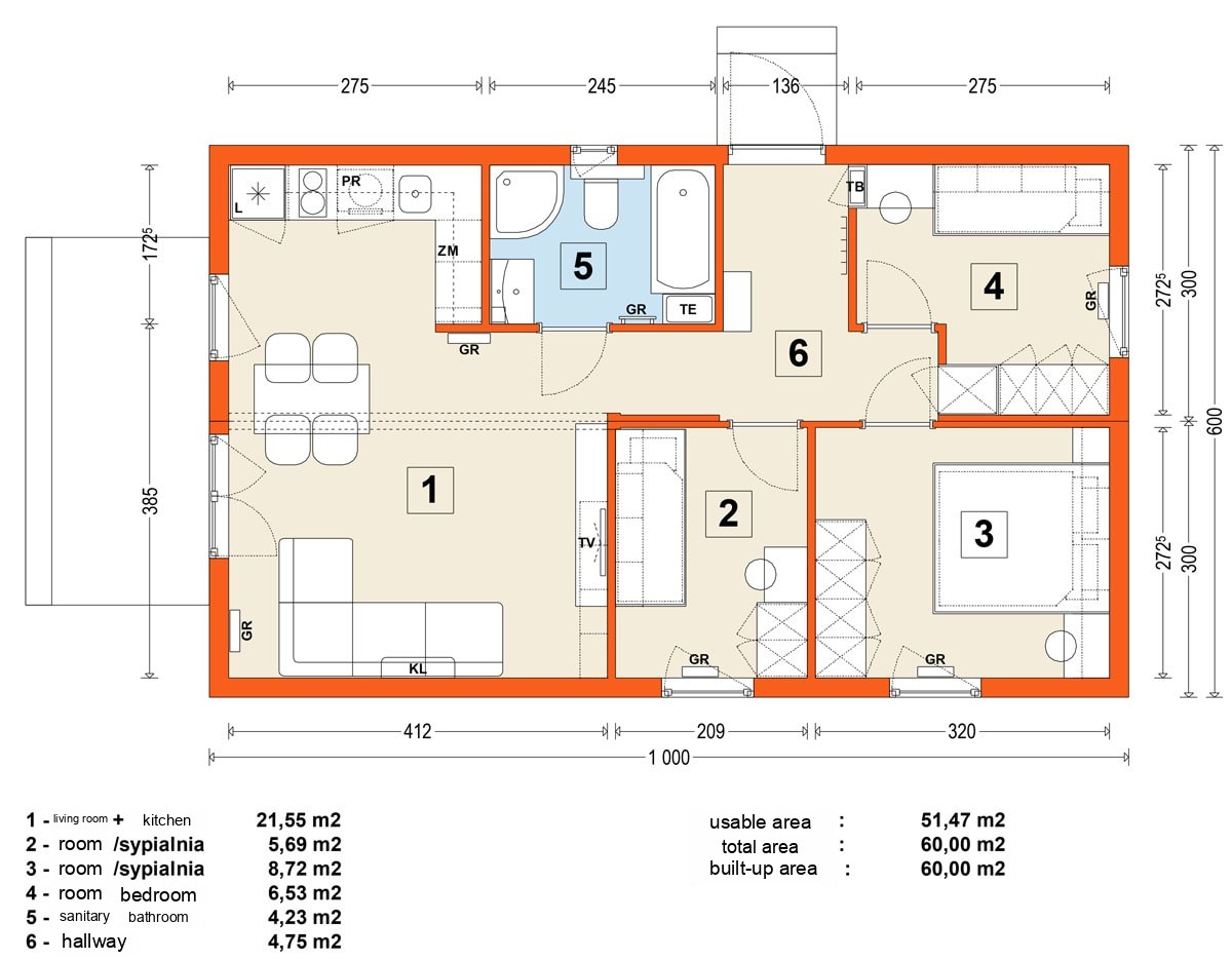 Modular home MG1 – variant 8 – floor plan
