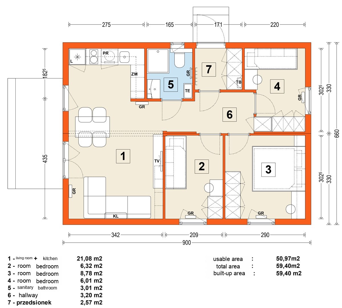 Modular home MG1 – variant 9 – floor plan