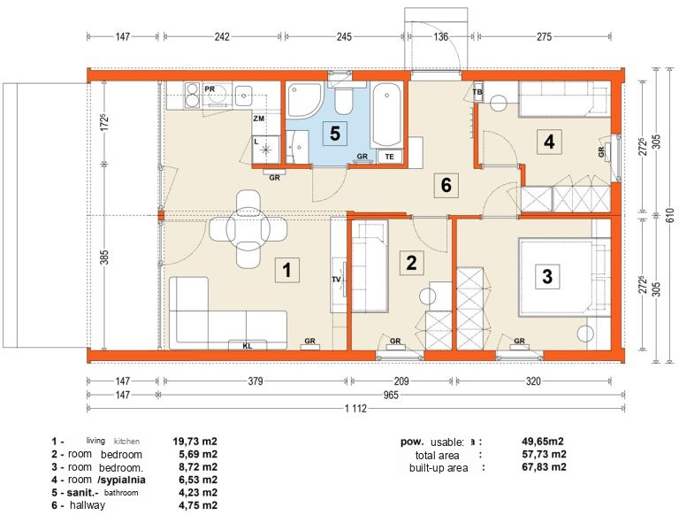 Modular home MG2 – variant 11 – floor plan