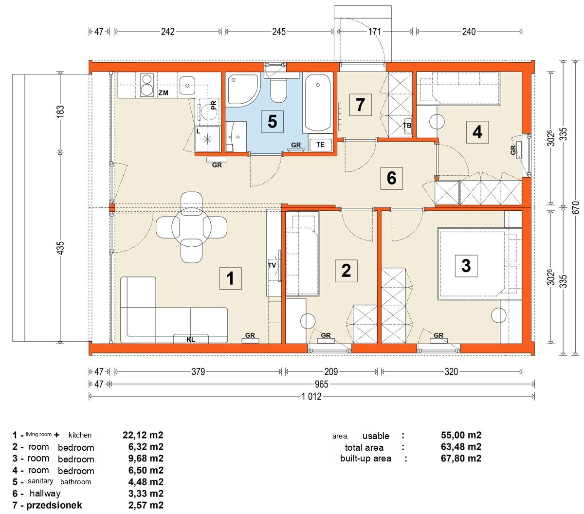 Modular home MG2 – variant 13 – floor plan