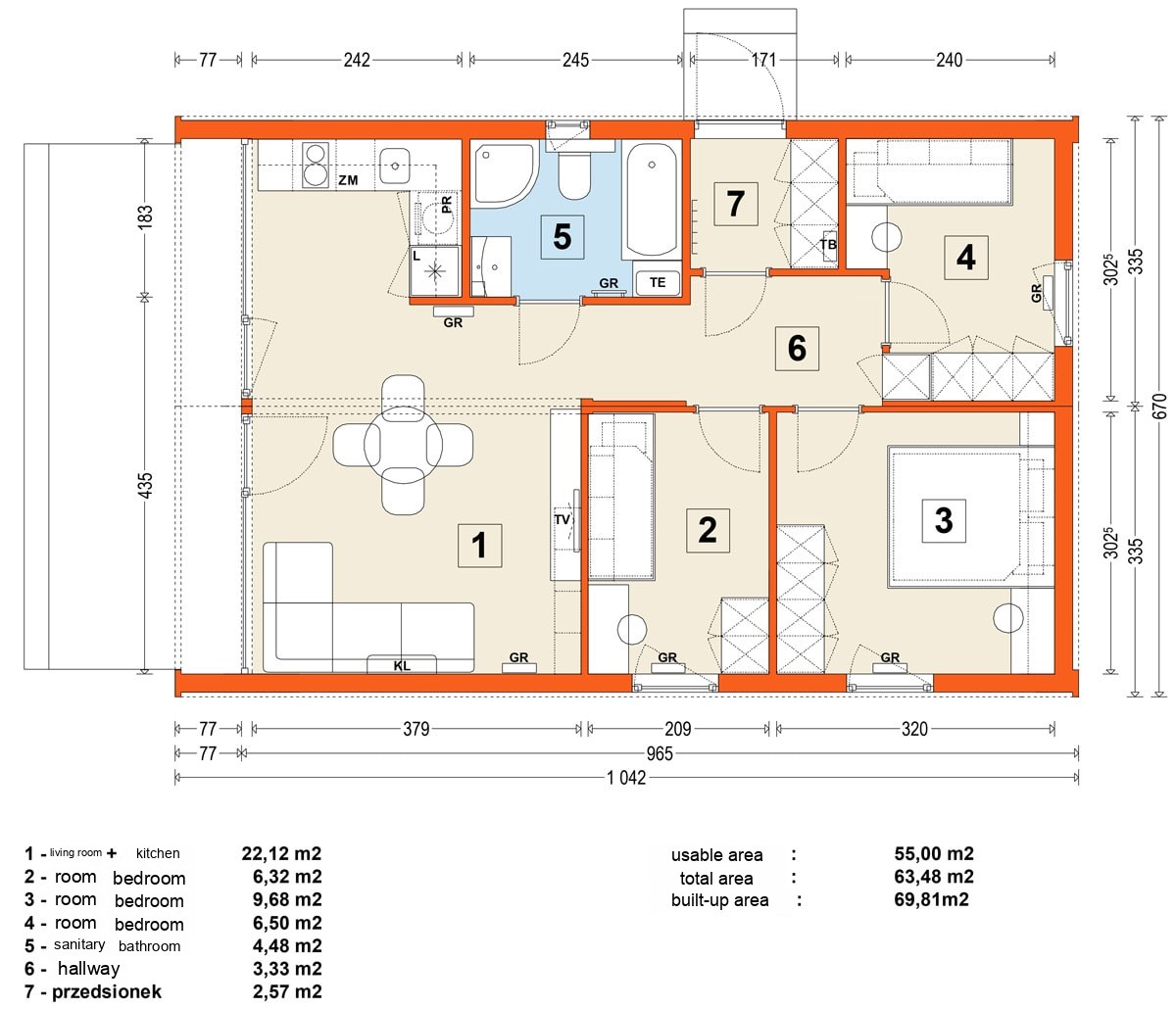 Modular home MG2 – variant 14 – floor plan