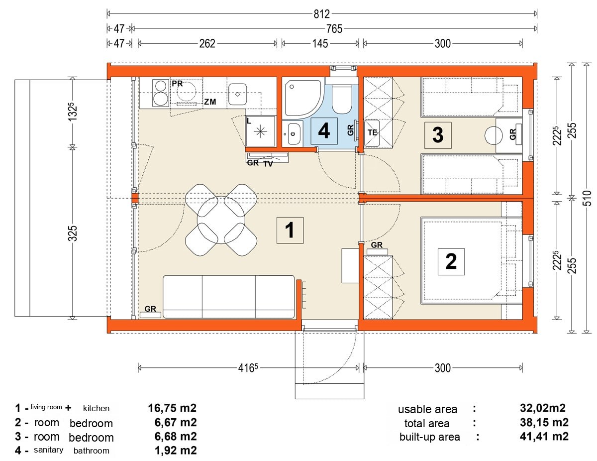 Modular home MG2 – variant 2 – floor plan