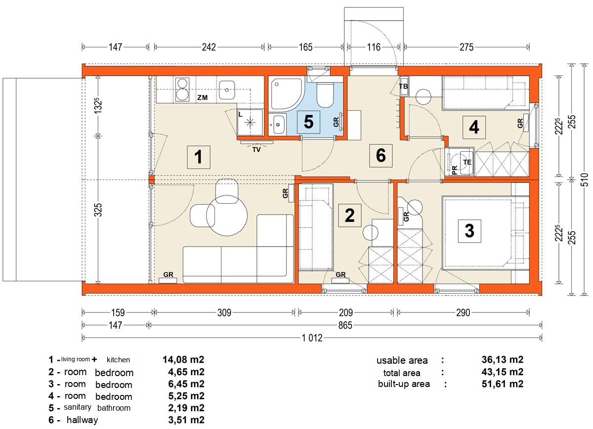 Modular home MG2 – variant 4 – floor plan
