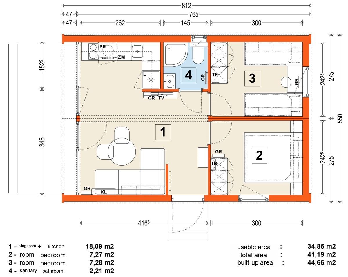 Modular home MG2 – variant 5 – floor plan
