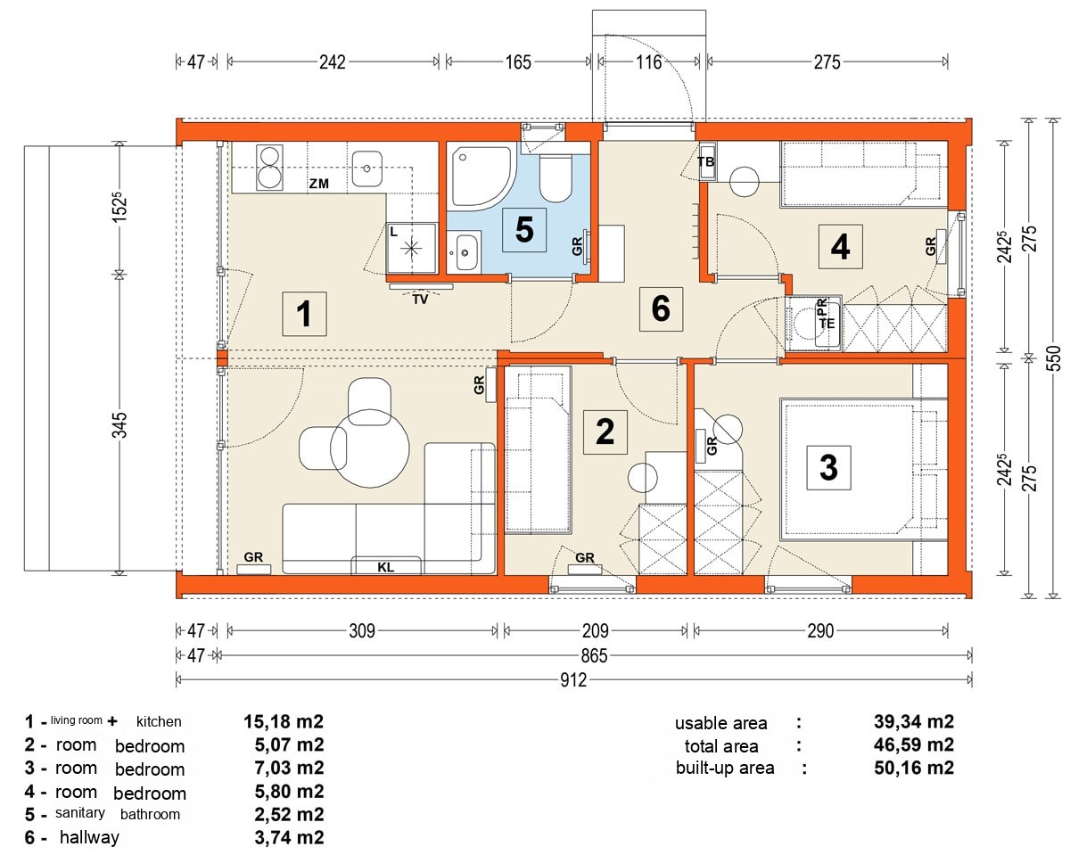 Modular home MG2 – variant 6 – floor plan