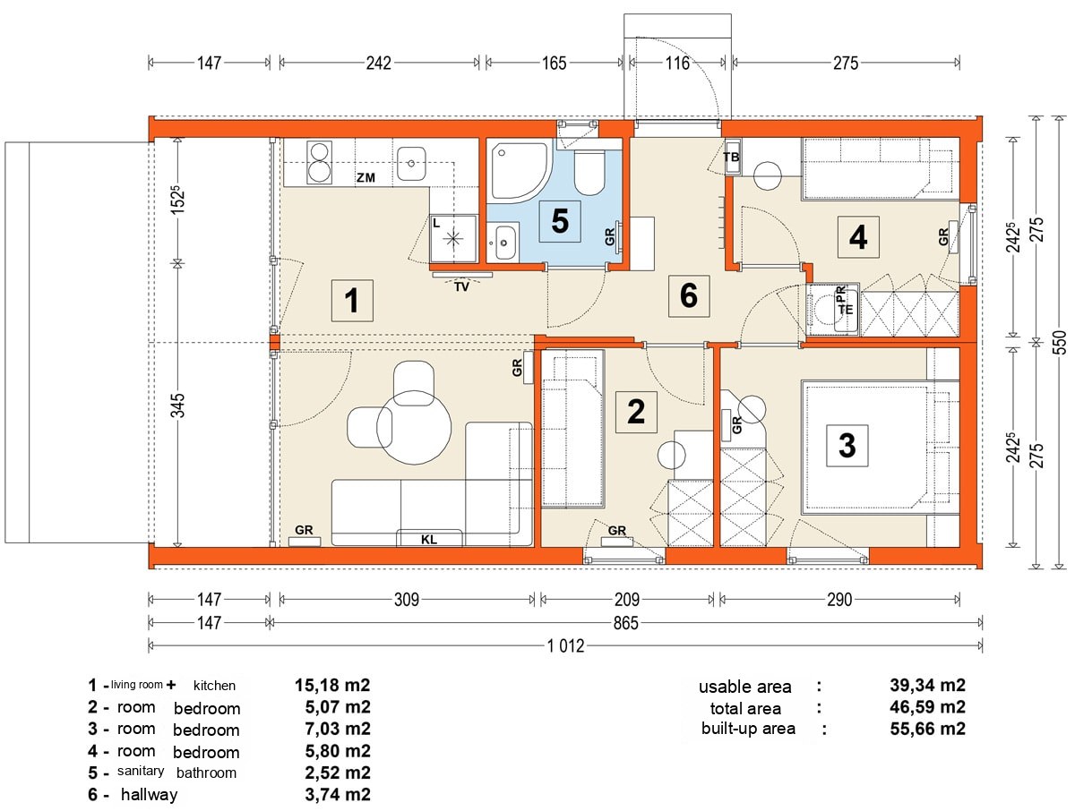 Modular home MG2 – variant 7 – floor plan