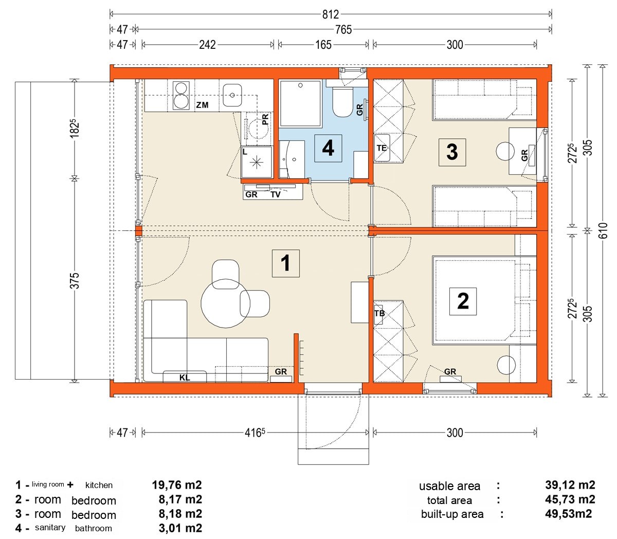 Modular home MG2 – variant 8 – floor plan