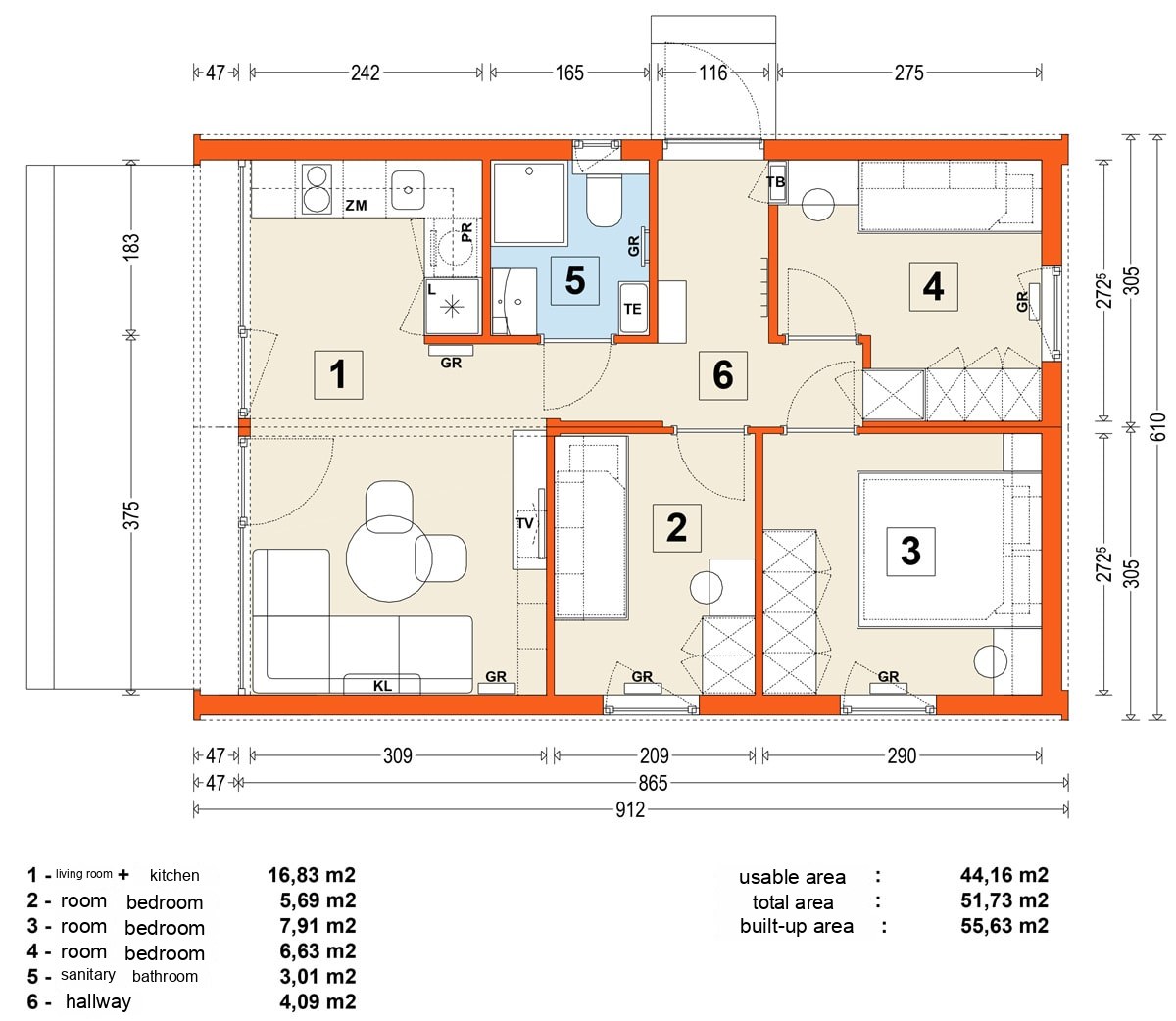 Modular home MG2 – variant 9 – floor plan